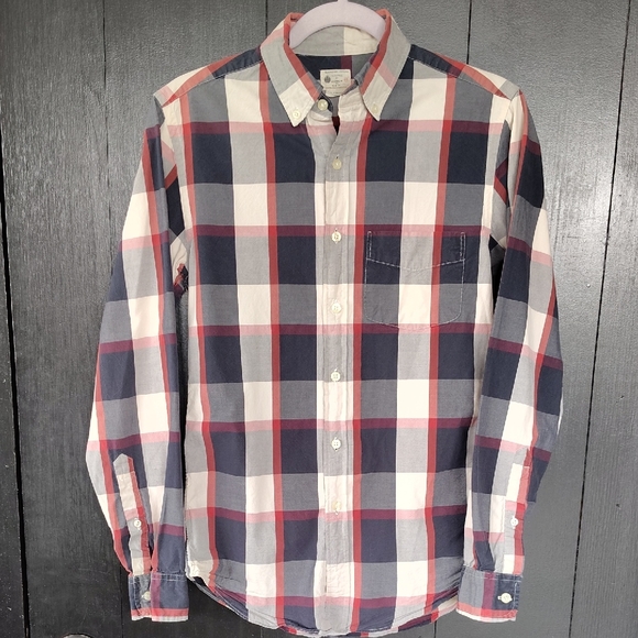 J. Crew Other - ⭐ J Crew Sunwashed Oxford Button Up Shirt. Long Sleeves. Plaid. XS